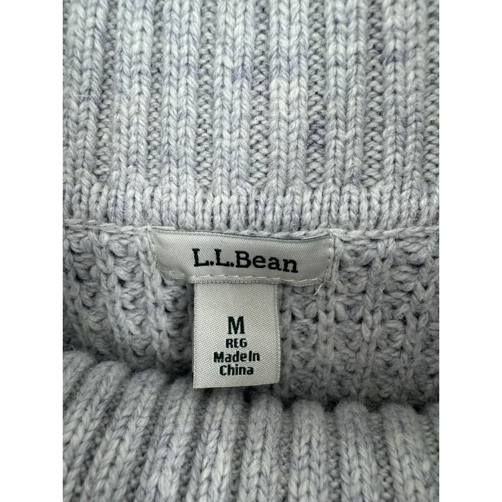 VTG 90s LL Bean Merino Wool Cotton Chunky Knit Sweater Medium Fisherman Preppy